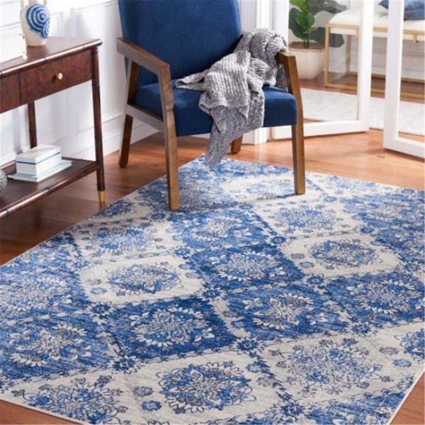 Safavieh 8 x 10 ft. Brentwood Transitional Power Loomed Rectangle Rug Ivory & Blue BNT806A-8 - main